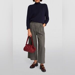 Weekend Max Mara wool cotton checkered plaid trouser pants NWT
